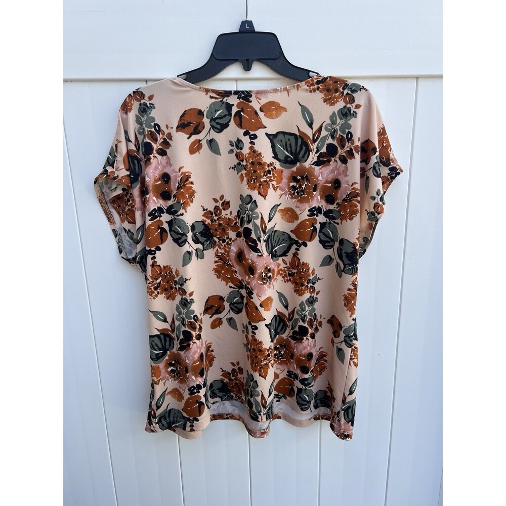 Jules Leopold Womens Blouse Tunic Plus Sz 1X Floral Colorful Short Sleeve - Picture 4 of 5